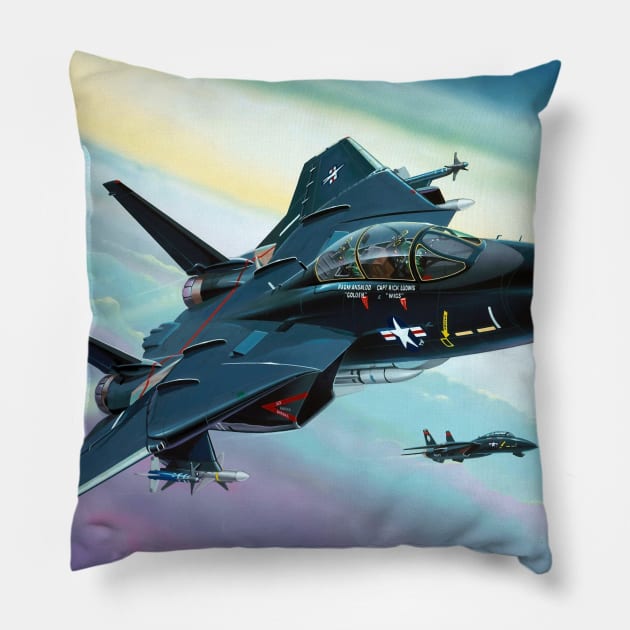 F14 Black Tomcat Pillow by Aircraft.Lover