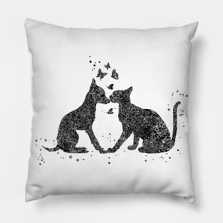 Cat and dog kissing Pillow