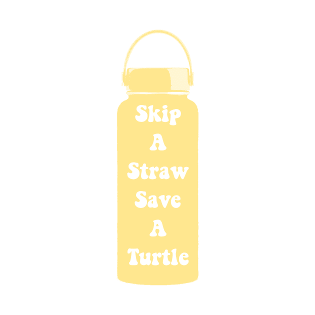 Skip a Straw Save A Turtle Pale Yellow VSCO Girl Water Flask Sticker Shirt Gifts by gillys