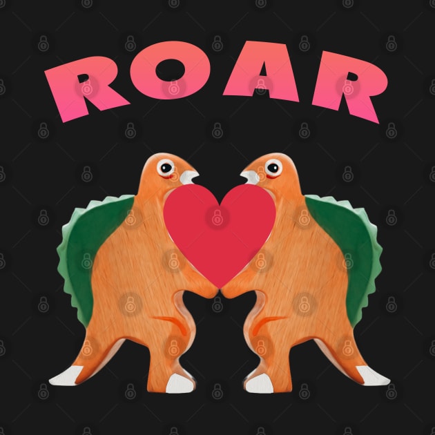 Cute Dinosaur Backtoschool Quote Roar Heart Pink by Dolta