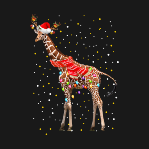 Disover Giraffe Reindeer Christmas Light Shirt - Giraffe - T-Shirt