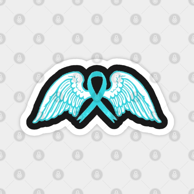 Light Blue Awareness Ribbon with Angel Wings Magnet by CaitlynConnor