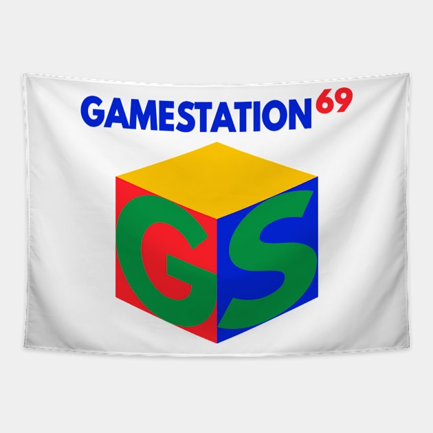 GameStation 69 Parody Video Game System 90's 2000's Knock Off Brand Logo Parody (Version 2) Tapestry by blueversion