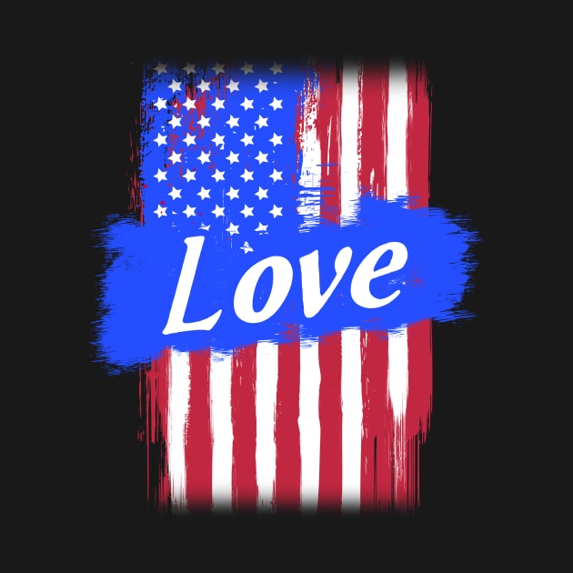 American Flag Love Family Gift T-shirt For Men Women, Surname Last Name by darius2019