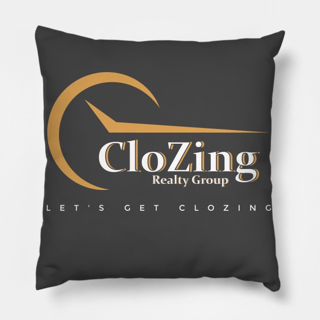 CloZing Realty Group Gold and White Pillow by CloZingRealtyGroup
