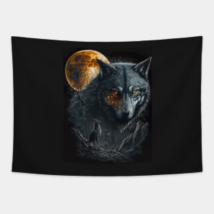 Wolf with orange spark Tapestry