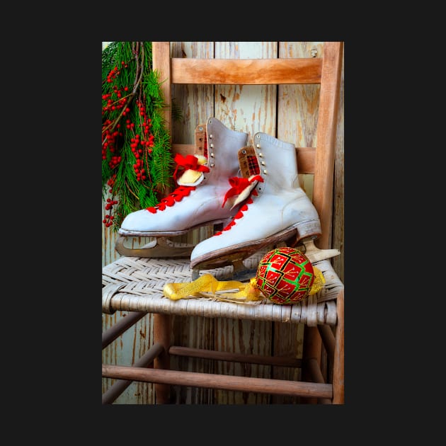 Old Ice Skates On Wooden Chair by photogarry