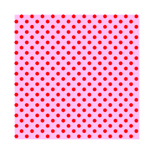 Red Polka Dots Pattern on Pink Background T-Shirt