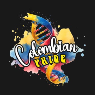 Colombian DNA Strand Heritage Flag Watercolor T-Shirt