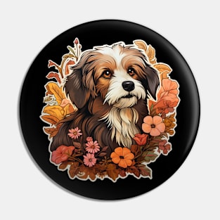 Havanese  Dog Vintage Floral Pin