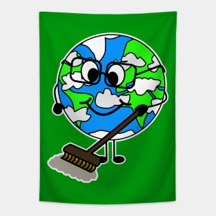 Earth Day Cleaning Sweeping Funny Tapestry