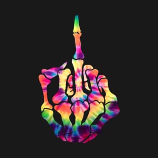 Skeleton Middle Finger Flipping the Bird Tie Dye Tee T-Shirt