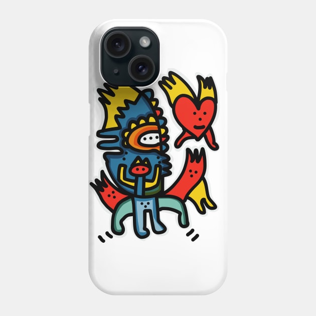 Graffiti Comic with a Red Heart with Wings Phone Case by signorino