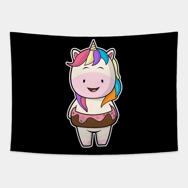 Unicorn with Chocolate donut Tapestry by Markus Schnabel