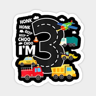 Kids 3 Year Old Transportation Birthday Boy 3Rd Truck Car Magnet