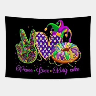 Peace Love King Cake Mardi Gras Outfit Party Tapestry