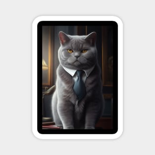 Adorable Cat In A Suit - Cute British Shorthair Print Art for Cat Lovers Magnet