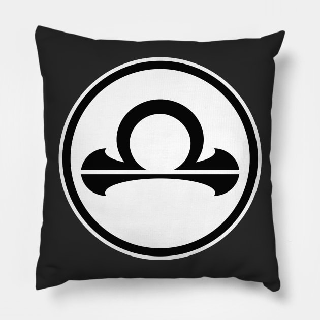 ZODIAC SERIES: LIBRA (BLACK & WHITE) Pillow by inksquirt