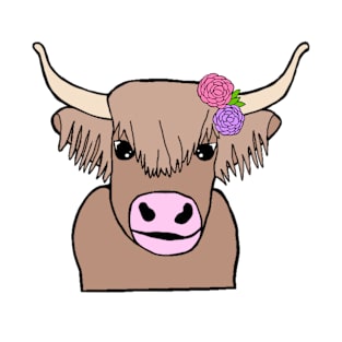 Highland cow with flowers T-Shirt