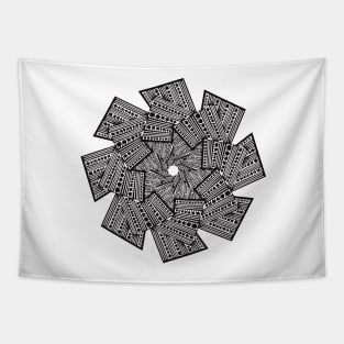 Geometric Pinwheel - Intricate Black and White Digital Illustration, Vibrant and Eye-catching Design, Perfect gift idea for printing on shirts, wall art, home decor, stationary, phone cases and more. Tapestry