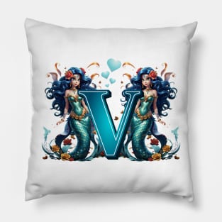 Mermaid Alphabet The Letter V Pillow