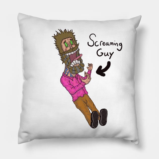 Screaming Guy Pillow by Wader Salad