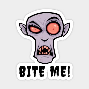 Creepy Vampire Cartoon with Bite Me Text Magnet