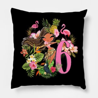 6th Birthday Party Summer Hula Hawaiian Luau Pillow