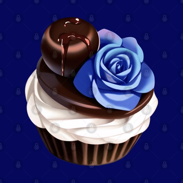 Blue Rose Chocolate Cupcake by SDAIUser