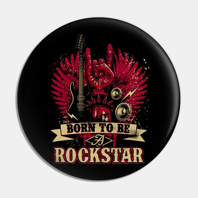 born to be a rock star gift Pin by Jandjprints