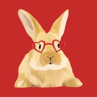 Cute Bunny With Heart Glasses T-Shirt