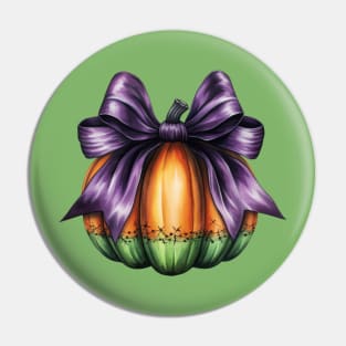 Fall Pumpkin with Big Purple Bow Pin