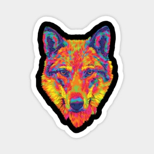 Rainbow Wolf Stare Magnet