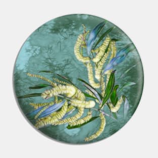 Abstract wattle in blue and green Pin