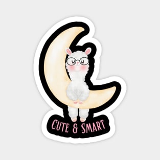 Cute and Smart Cookie Sweet little sleeping llama in glasses cute baby outfit Magnet