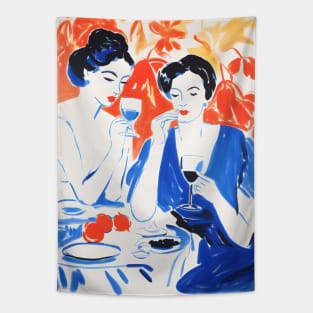 Elegant Women Drinking Wine Tapestry