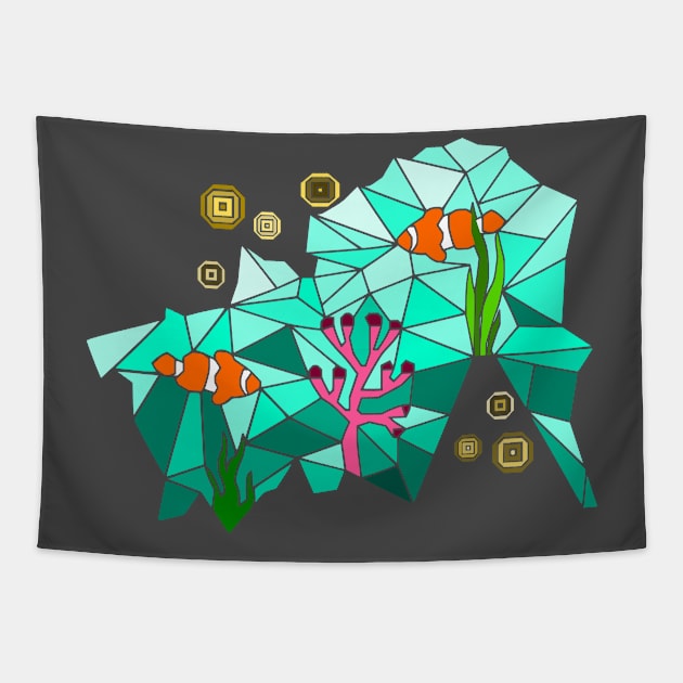 Geometric clown fish Tapestry by Wild Geometric