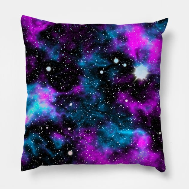 Neon Galaxy Deep Space Sky Pillow by julieerindesigns