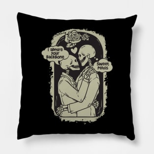 Fun Skeleton Embrace - Mutual Admiration Design Pillow