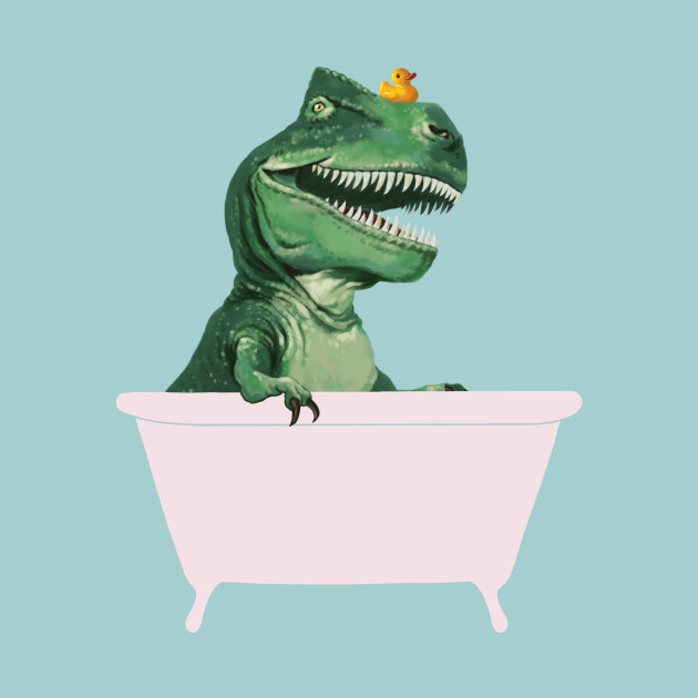 Playful T-Rex in Bathtub in Green - Dinosaur - Phone Case