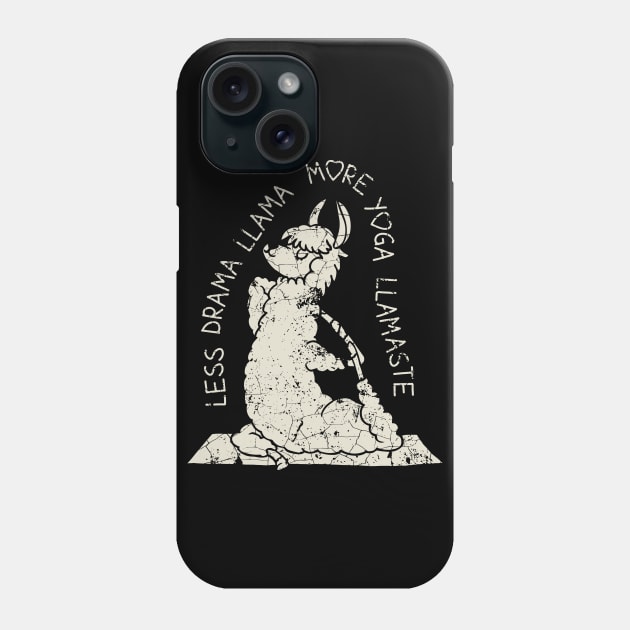 Less Drama More Yoga Llama Phone Case by huebucket