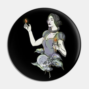 Victorian Witch Casting Magic Spell Pin