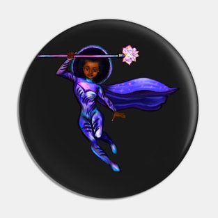 Black anime superhero girl from outer space with cape ! beautiful  black girl with Afro hair, brown eyes, Cherry pink lips and dark brown skin. Hair love ! Pin