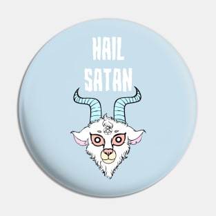 Hail Satan in White Pin