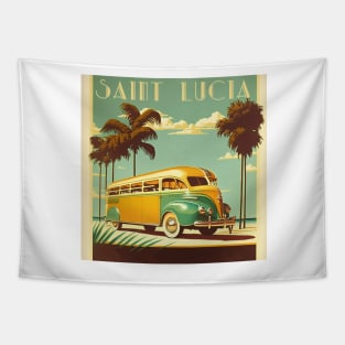 Saint Lucia Vintage Travel Art Poster Tapestry