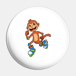 Cartoon monkey riding inline skates Pin