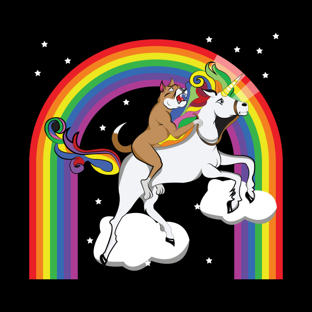 pitbull riding unicorn rainbow shirt by fcmokhstore