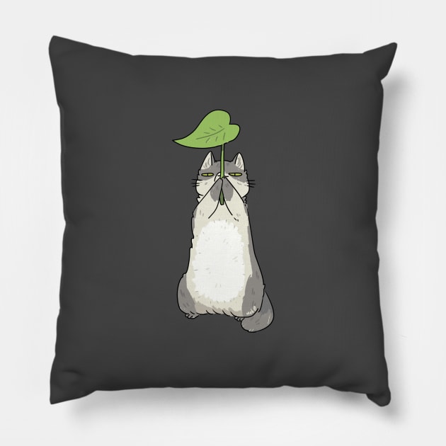 Cat with stalk Pillow by Mob0