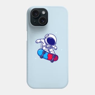 Astronaut Playing Skateboard In Space Cartoon Phone Case