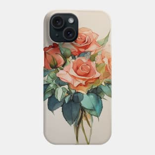 Coral pink Bouquet of Roses Phone Case